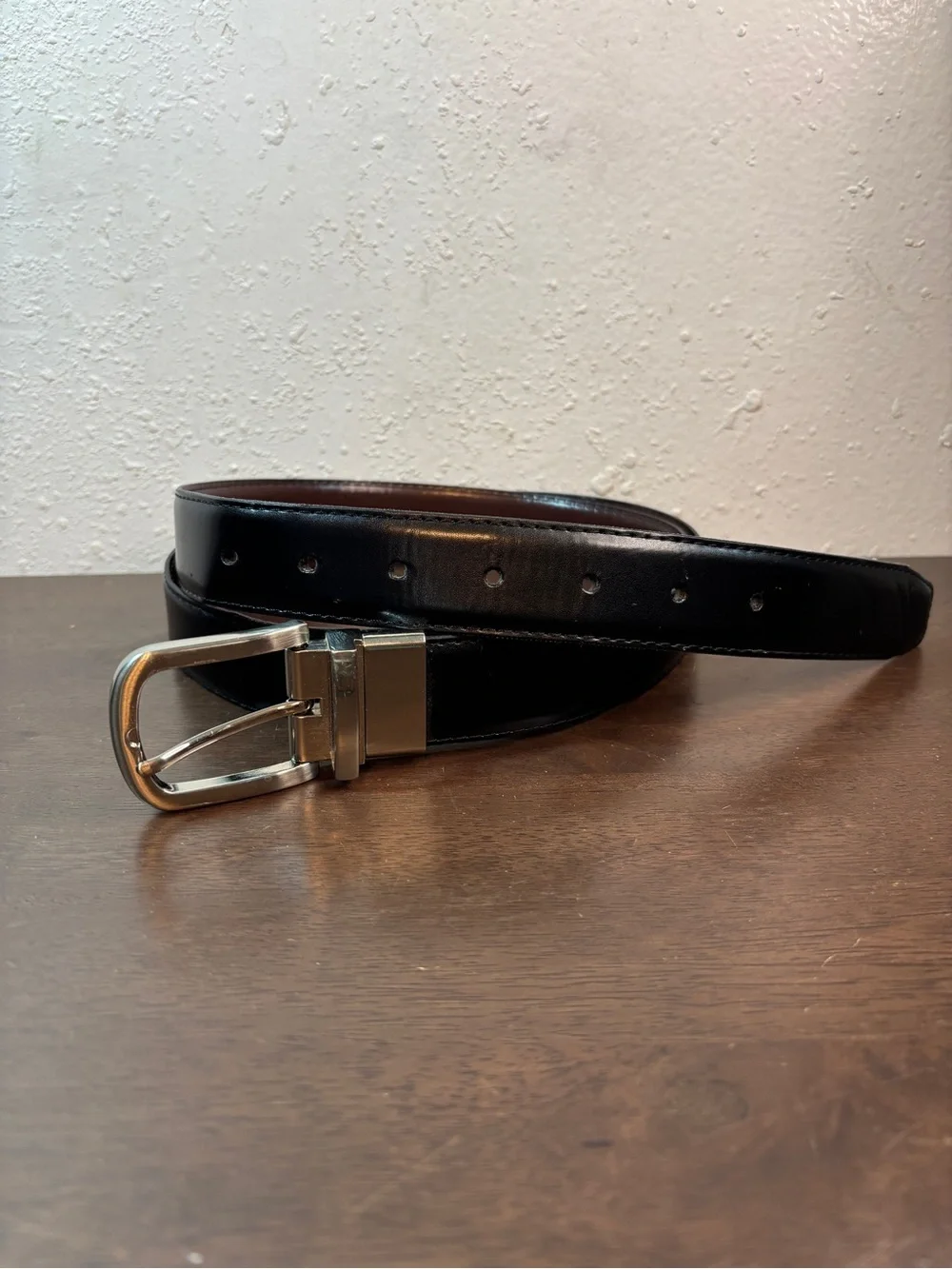 Classic Black Reversible Belt with Silver Buckle